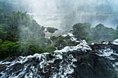 Iguazu Falls National Park in Argentina. A UNESCO World Heritage Site. Pictured is the precipice of Mbigua Falls.