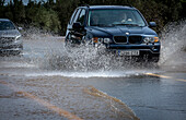 Road flooding, road Amposta-Sta Barbara, Tarragona, Spain