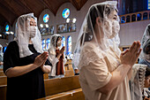 Morning mass on August 9th, every year, in memory of the victims of the atomic bomb. Urakami Cathedral, Nagasaki, Japan