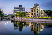 Hiroshima Peace Memorial (Genbaku Dome, Atomic Bomb Dome or A-Bomb Dome) and Motoyasu River in Hiroshima, Japan