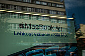 Apple Store display window in Prague