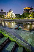 Hiroshima Peace Memorial (Genbaku Dome, Atomic Bomb Dome or A-Bomb Dome) and Motoyasu River in Hiroshima, Japan