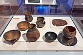 Pre-Hispanic gold mask & pottery from a burial in the Humahuaca Valley. Dr. Eduardo Casanova Archeology Museum in Tilcara, Argentina.