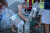 Drought, distribution of drinking water by tanker truck to the citizens of Pozoblanco. Due to the drought, the water from the La Colada reservoir has been declared unfit for human consumption. 80,000 people are affected in the Los Pedroches region, Córdoba, Spain