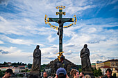 Calvary Cross statue on Charles Bridge in Prague