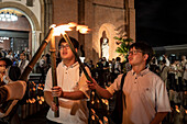 Torchlight procession on August 9th, every year, in memory of the victims of the atomic bomb. Start from Urakami Cathedral and ends Peace Park, , Nagasaki, Japan