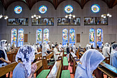 Morning mass on August 9th, every year, in memory of the victims of the atomic bomb. Urakami Cathedral, Nagasaki, Japan