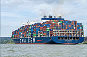 Cargo ship in the Panama Canal.