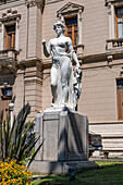 The Lola Mora statue of Peace in front of the Jujuy Government Palace in San Salvador de Jujuy, Argentina.