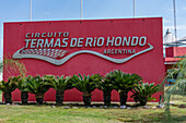 The sign at the Termas de Rio Hondo Circuit motorsports racetrack in Argentina.