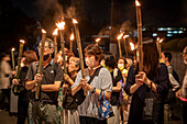 Torchlight procession on August 9th, every year, in memory of the victims of the atomic bomb. Start from Urakami Cathedral and ends Peace Park, , Nagasaki, Japan