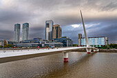 La Puente de la Mujer or the Woman's Bridge over Dock 3 in Puerto Madero, Buenos Aires, Argentina.