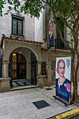 The exterior of the Eva Peron Museum at 2988 Lafinur Street in the Palermo neighborhood of Buenos Aires, Argentina. The former mansion was bought by the Eva Peron Foundation in 1948 and remodeled to serve as a temporary shelter for homeless women and children.