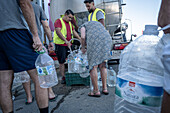 Drought, distribution of drinking water by tanker truck to the citizens of Pozoblanco. Due to the drought, the water from the La Colada reservoir has been declared unfit for human consumption. 80,000 people are affected in the Los Pedroches region, Córdoba, Spain