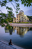 Hiroshima Peace Memorial (Genbaku Dome, Atomic Bomb Dome or A-Bomb Dome) and Motoyasu River in Hiroshima, Japan