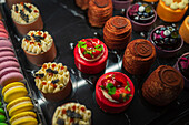 Assorted desserts in restaurant of Prague