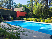 The swimming pool at a small condominum hotel in Tartagal, Argentina.