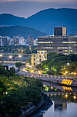 City skyline, Motoyasu river with A-Bomb Dome, Hiroshima, Japan