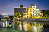 Hiroshima Peace Memorial (Genbaku Dome, Atomic Bomb Dome or A-Bomb Dome) and Motoyasu River in Hiroshima, Japan