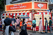 Marion Crepes Patisserie. Street scene in Takeshita Dori.Tokyo city, Japan, Asia