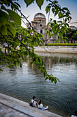 Hiroshima Peace Memorial (Genbaku Dome, Atomic Bomb Dome or A-Bomb Dome) and Motoyasu River in Hiroshima, Japan