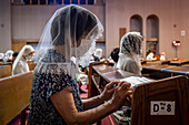 Morning mass on August 9th, every year, in memory of the victims of the atomic bomb. Urakami Cathedral, Nagasaki, Japan