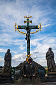 Calvary Cross statue on Charles Bridge in Prague