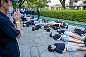 Performance in memory of the victims of the atomic bombing at 8:15 on August 6, in Peace Memorial Park, during the 79th anniversary, Hiroshima, Japan