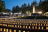 Ecumenical ceremony held every August 8 in the Nagasaki Hypocenter Park, in front of the monolith that marks the hypocenter, where all religions of Nagasaki pay tribute to the victims of the atomic bombing, Nagasaki, Japan