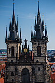 View of Church of Our Lady before Tyn from the Astronomical Clock in Old Town Hall tower, Prague