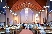 Morning mass on August 9th, every year, in memory of the victims of the atomic bomb. Urakami Cathedral, Nagasaki, Japan