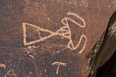 A pre-Hispanic Native American rock art or petroglyph panel in Daddy's Canyon, a tributary of Nine Mile Canyon, Utah.