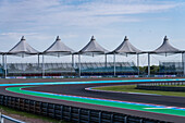 The grandstand at the Termas de Rio Hondo Circuit motorsports racetrack in Argentina.