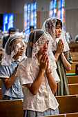 Morning mass on August 9th, every year, in memory of the victims of the atomic bomb. Urakami Cathedral, Nagasaki, Japan