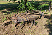 Old abandoned equipment from the plantation at the Museum of the Sugar Industry, San Miguel de Tucumán, Argentina.