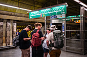 People in Prague Metro platform