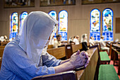 Morning mass on August 9th, every year, in memory of the victims of the atomic bomb. Urakami Cathedral, Nagasaki, Japan