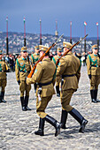 Changing of the Guard in Sandor Palace of Budapest, Hungary