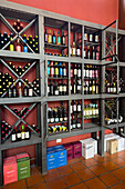 Local wines from Cafayate for sale in the shop in the Museo de la Vid y el Vino in Cafayate, Argentina.