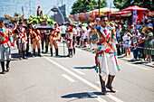 Religious procession finishing at São João Baptista Church during the Festival of Saint John of Sobrado, also known as Bugiada and Mouriscada de Sobrado, takes place in the form of a fight between Moors and Christians , locally known as Mourisqueiros and Bugios, Sao Joao de Sobrado, Portugal