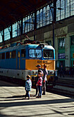 People waiting for the train in Budapest Nyugati station