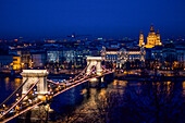 St. Stephen's Basilica and Szechenyi Chain Bridge in Budapest, Hungary