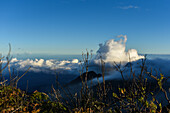 Sunrise view of the Sierra Nevada de Santa Marta, Mountains, including Cerro Kennedy, also known as 'la Cuchillo de San Lorenzo', Colombia