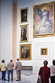 Seville, Spain, Mar 21 2009, People explore the Sevillian Baroque gallery, appreciating art at the Museum of Fine Arts in Seville, Spain.