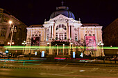 The Comedy Theatre of Budapest at night