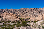 The fantastic eroded landscape of the Angastaco Natural Monument in the Calchaqui Valley in Salta Province, Argentina.