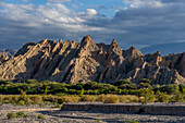 The fantastic eroded landscape of the Angastaco Natural Monument in the Calchaqui Valley in Salta Province, Argentina.