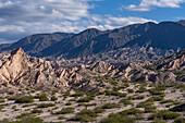 The fantastic eroded landscape of the Angastaco Natural Monument in the Calchaqui Valley in Salta Province, Argentina.