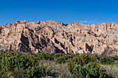 The fantastic eroded landscape of the Angastaco Natural Monument in the Calchaqui Valley in Salta Province, Argentina.