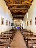 The nave of the 17th Century Spanish colonial Church of San Pedro Nolasco in Molinos, Argentina in the Calchaqui Valley.